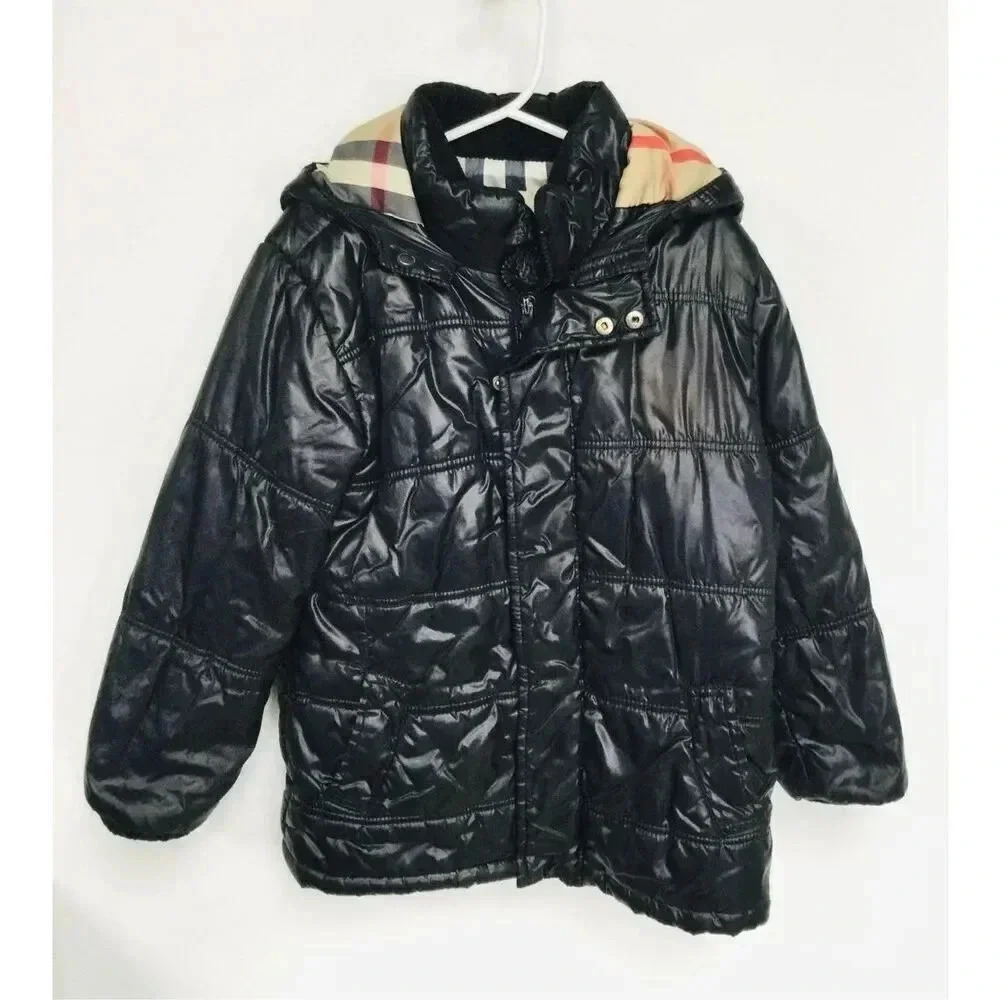 Burberry Toddler Little Kids Black Check Lined‎ Hooded winter Puffer Coat Jacket